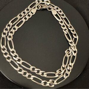 Men's Classic Sterling Figaro Necklace - 19”